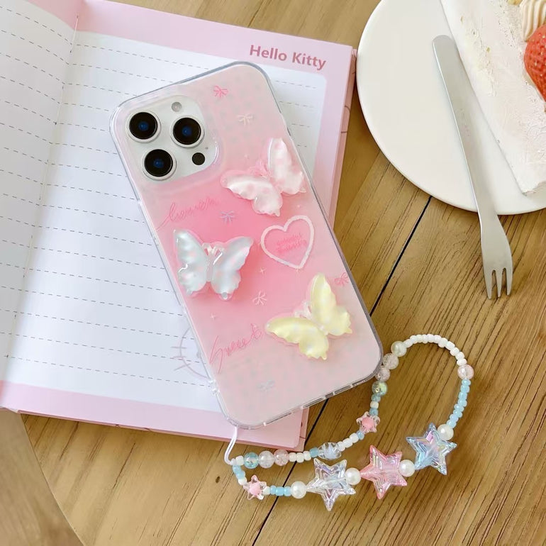 Butterfly Silicon Case For iPhone With Star Charrm