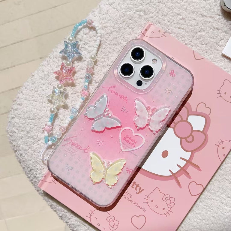 Butterfly Silicon Case For iPhone With Star Charrm