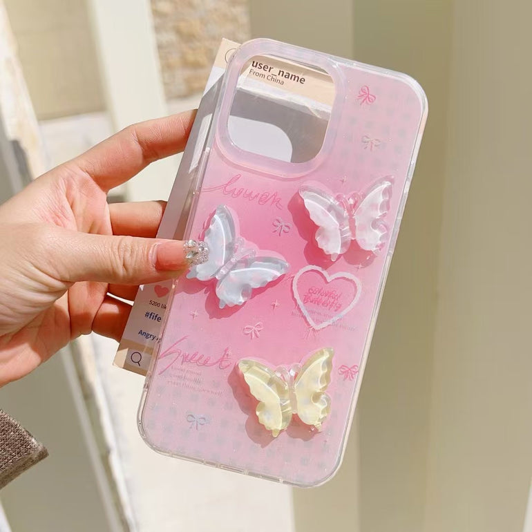 Butterfly Silicon Case For iPhone With Star Charrm