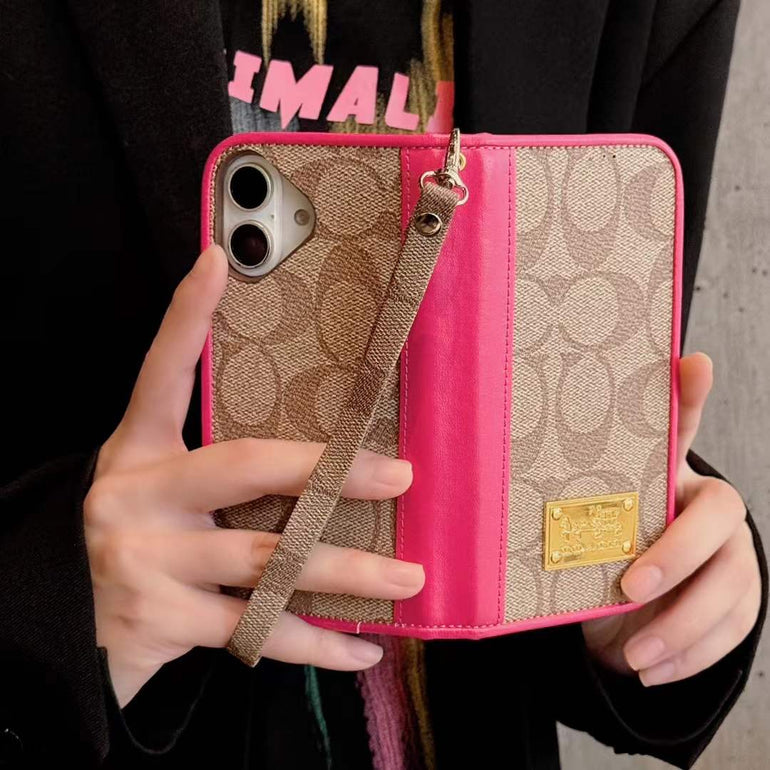 Luxury Leather Flip Case For iPhone With Hand Bracelet