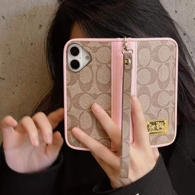 Luxury Leather Flip Case For iPhone With Hand Bracelet