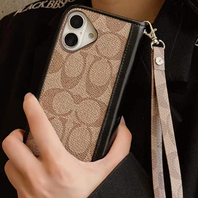 Luxury Leather Flip Case For iPhone With Hand Bracelet