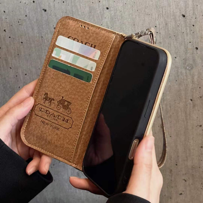 Luxury Leather Flip Case For iPhone With Hand Bracelet