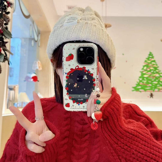 Strawberry With Animal Silicon Case For iPhone With Strawberry Charm