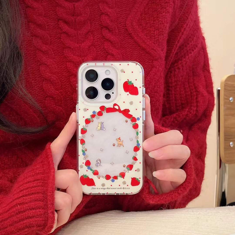Strawberry With Animal Silicon Case For iPhone With Strawberry Charm