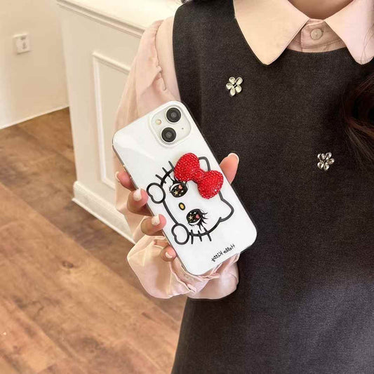 Cute Kitty ! Silicon Case For iPhone With Bow
