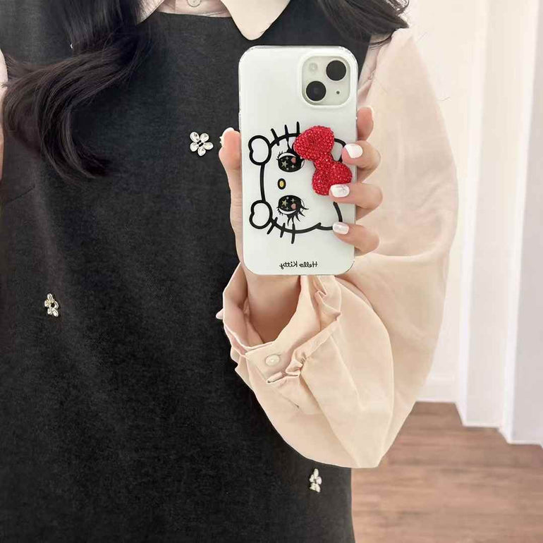 Cute Kitty ! Silicon Case For iPhone With Bow
