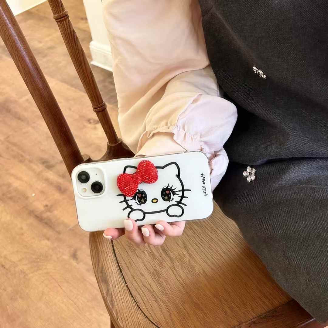 Cute Kitty ! Silicon Case For iPhone With Bow