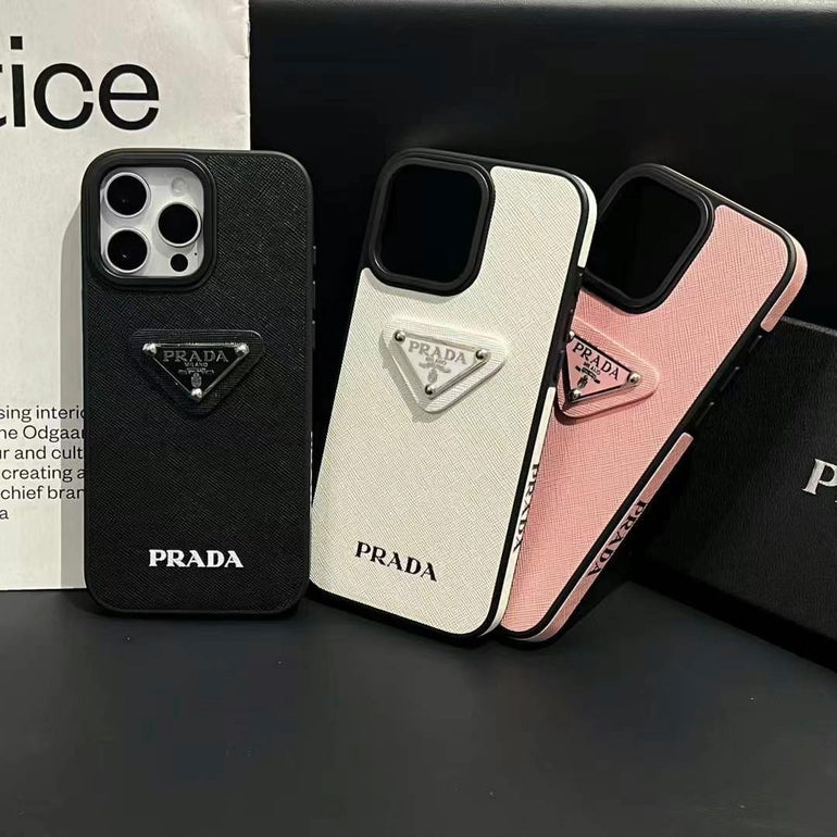 Luxury Branded Leather Case For iPhone white
