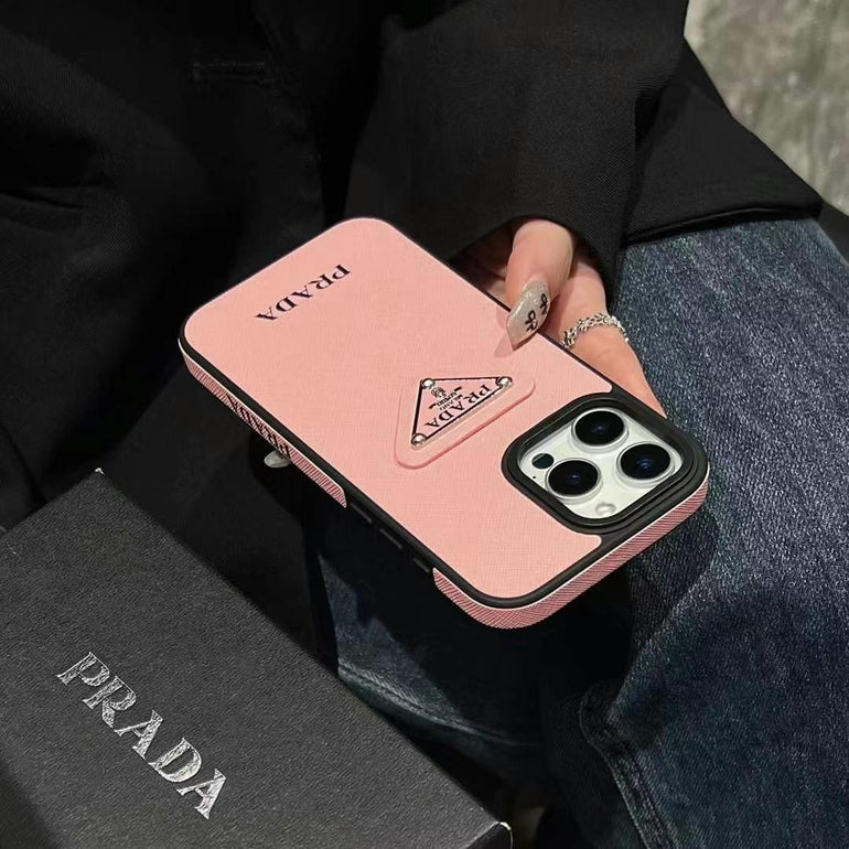 Luxury Branded Leather Case For iPhone white