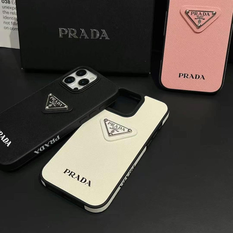 Luxury Branded Leather Case For iPhone white