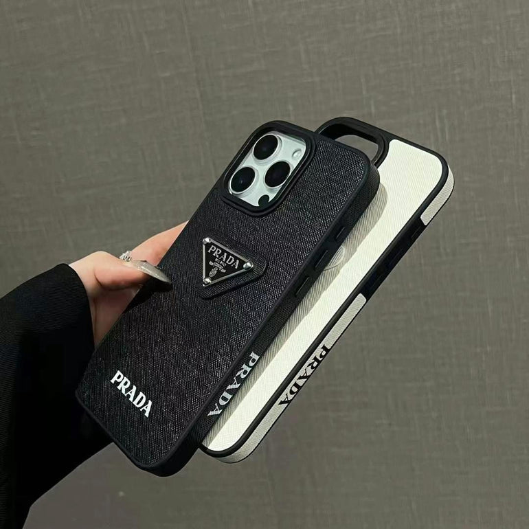Luxury Branded Leather Case For iPhone white