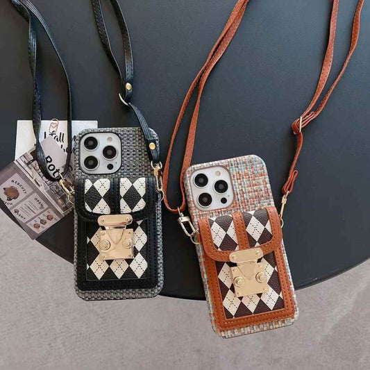 Luxury Leather Wallet Case For iPhone With Sling