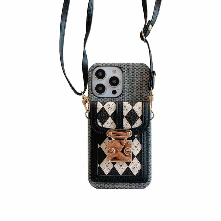 Luxury Leather Wallet Case For iPhone With Sling