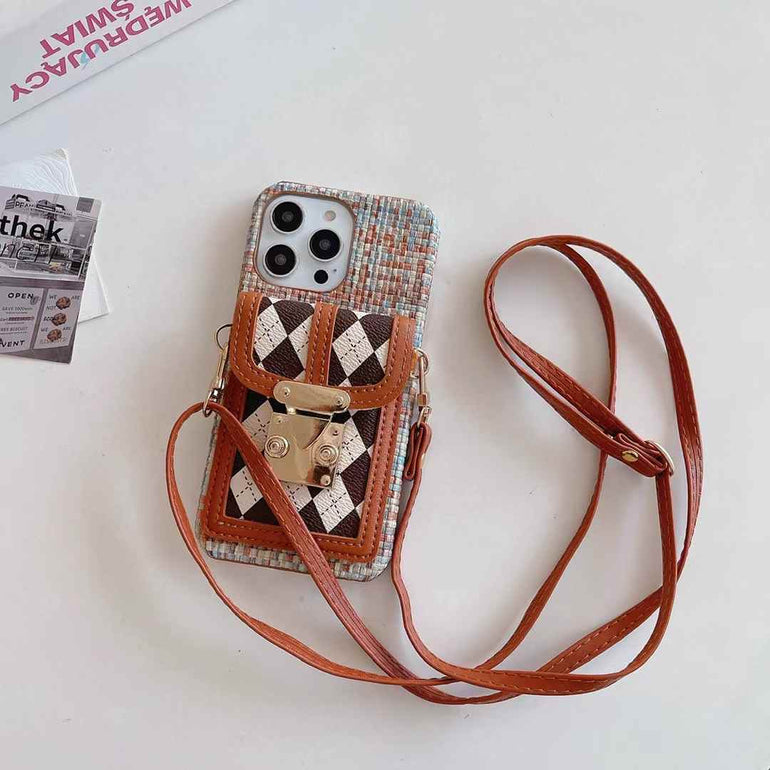 Luxury Leather Wallet Case For iPhone With Sling