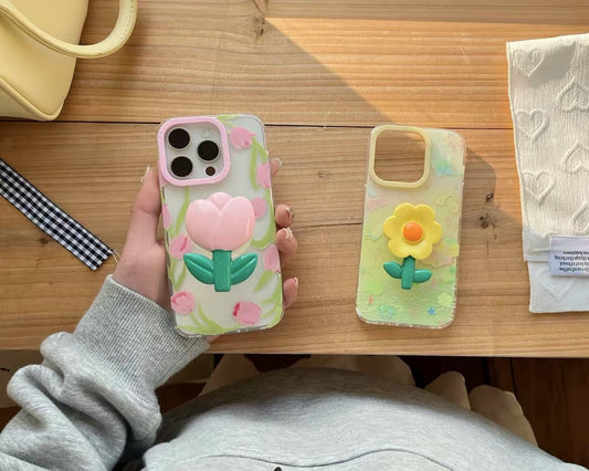 Flower Silicon Case For iPhone With Cute Flower Holder