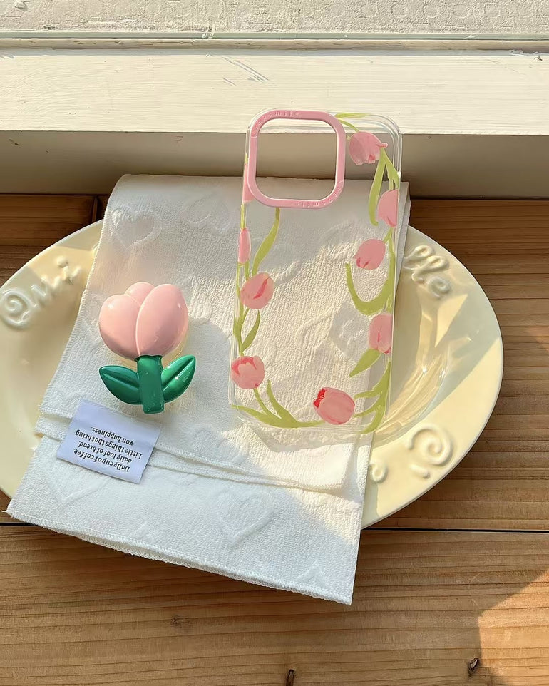 Flower Silicon Case For iPhone With Cute Flower Holder