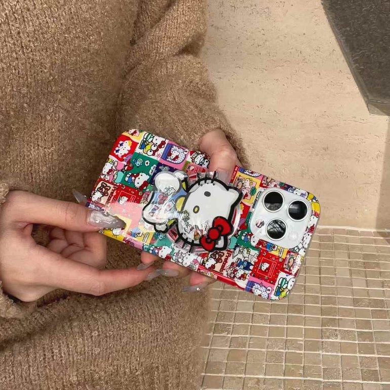 Kitty Family Silicon iPhone Case With Kitty Magsafe Removable Holder