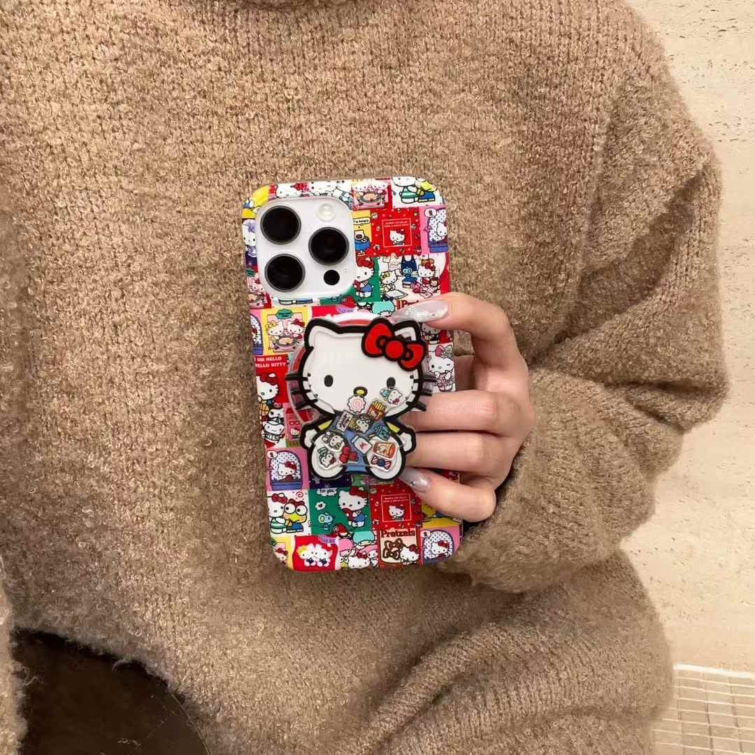 Kitty Family Silicon iPhone Case With Kitty Magsafe Removable Holder