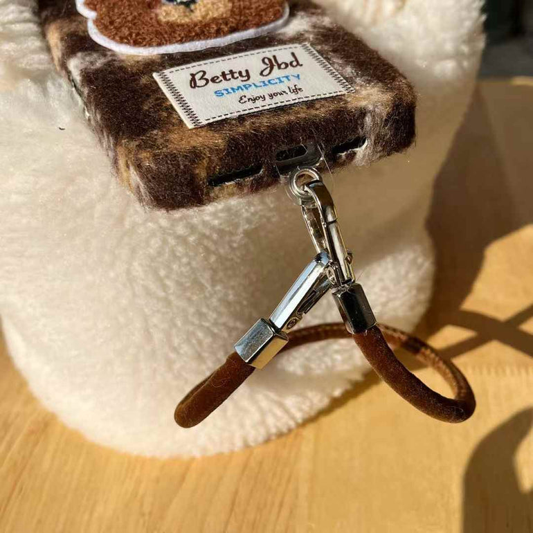 Cute Embroidery Bear Case For iPhone With Charm