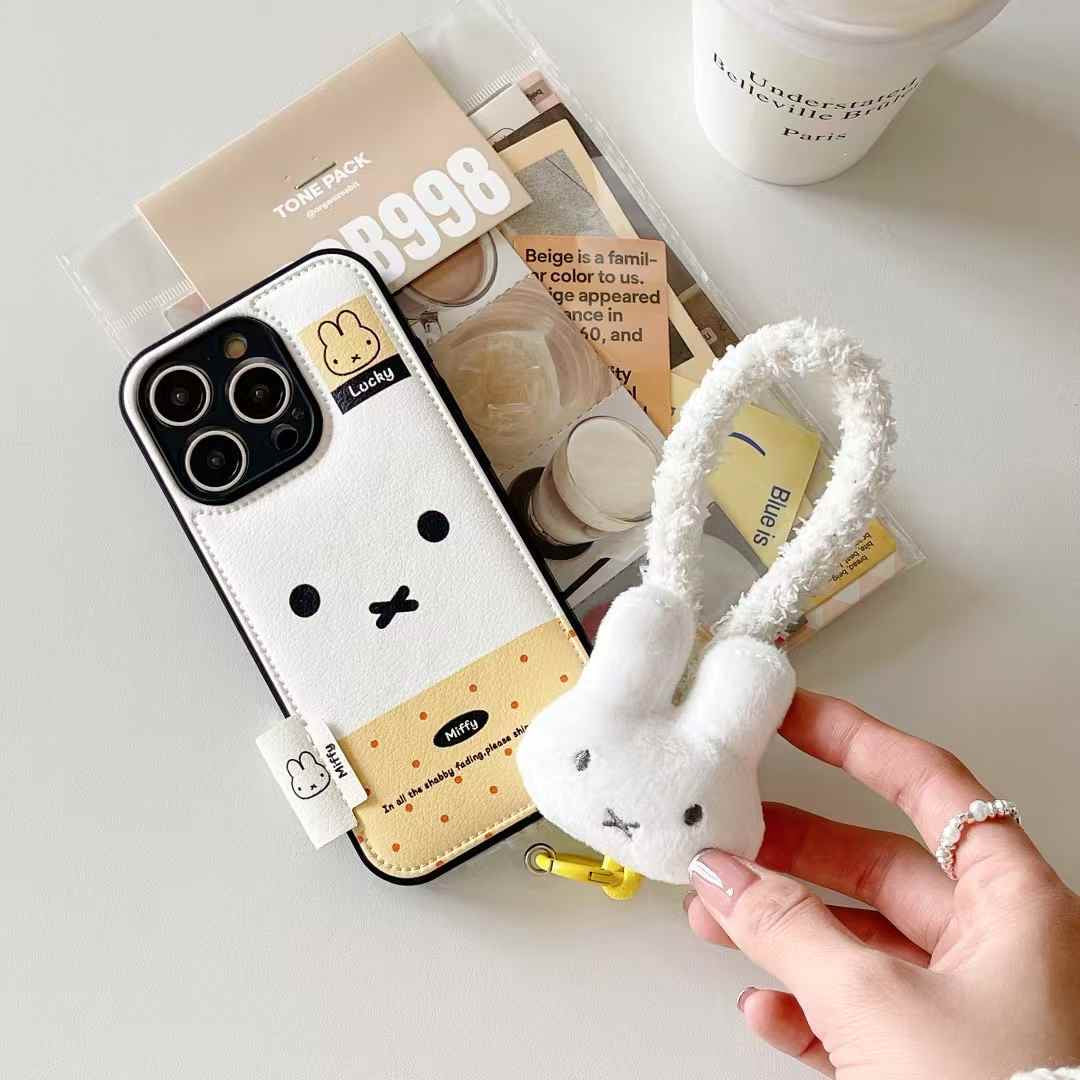 Lucky Bunny Fluff Case For iPhone With Bunny Charm
