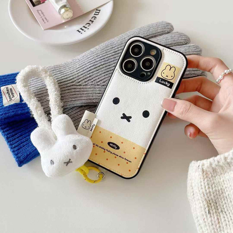 Lucky Bunny Fluff Case For iPhone With Bunny Charm