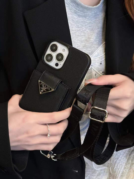 Luxury Leather Wallet Case For iPhone With Sling