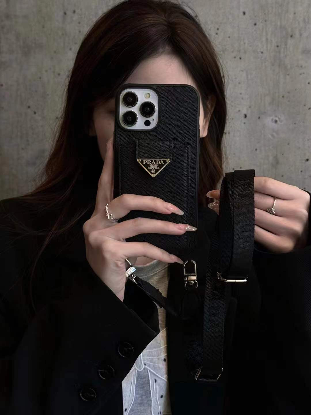 Luxury Leather Wallet Case For iPhone With Sling