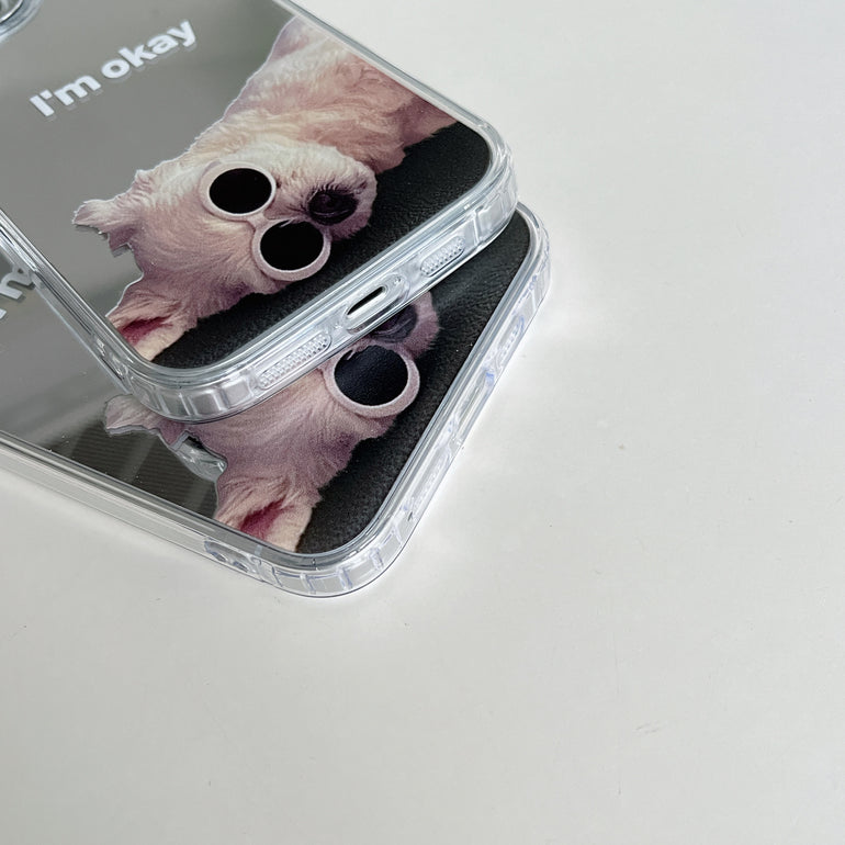 I'm Okay, Cute Dog Designer Silicon Mirror Case for iPhone