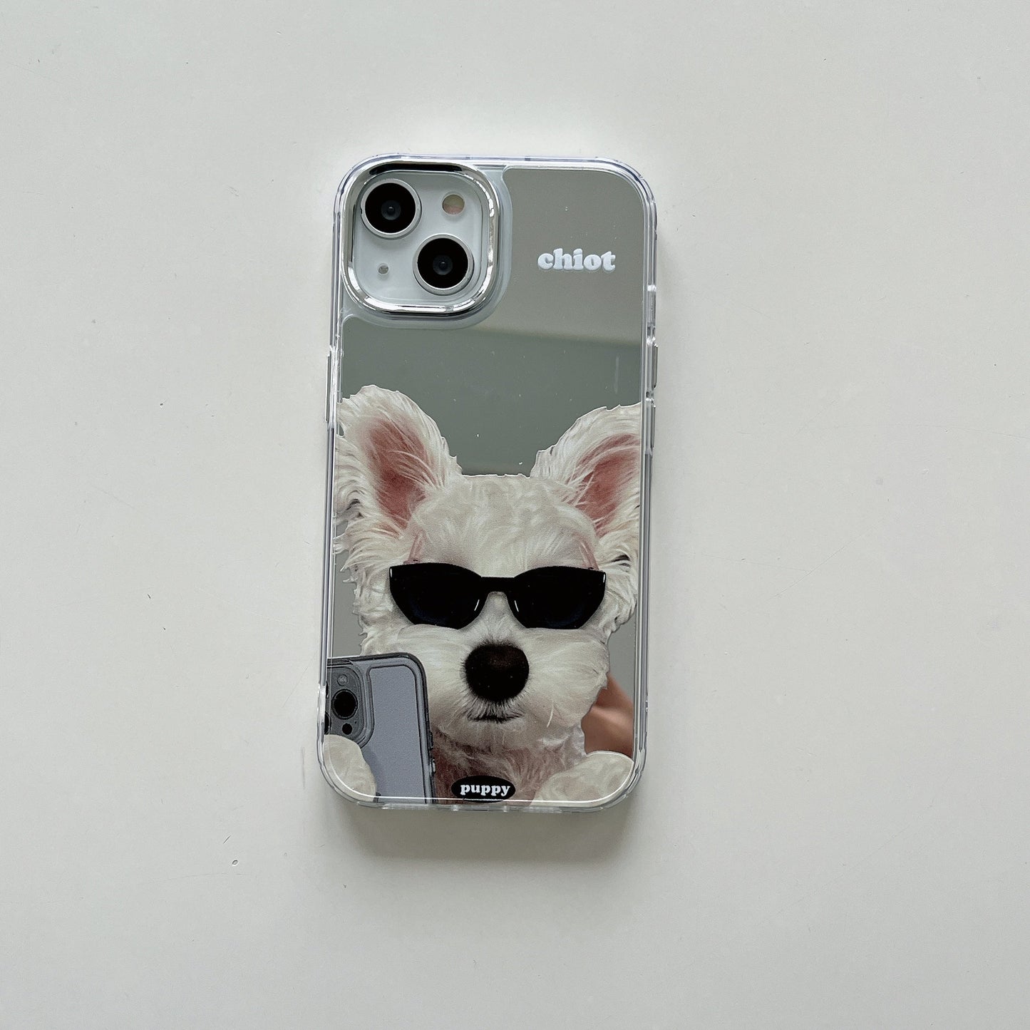 Cute Puppy Taking Selfie Mirror Case for iPhone