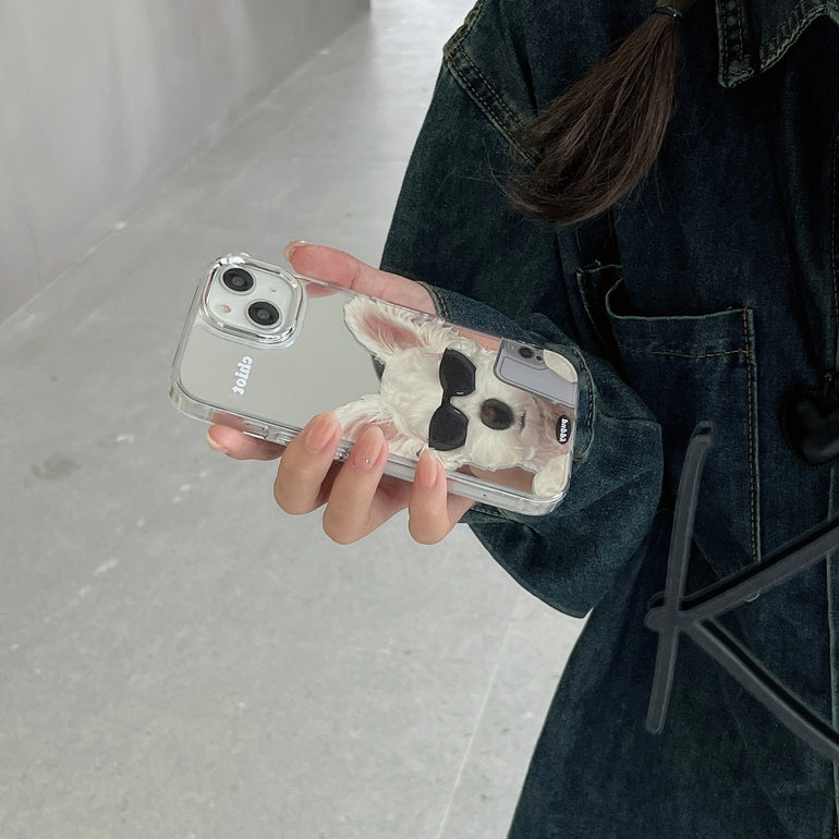 Cute Puppy Taking Selfie Mirror Case for iPhone