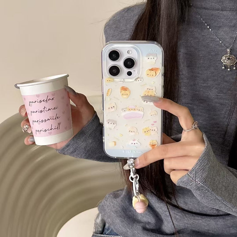 Cute Cartoon Pattern Silicon iPhone Case With Charm