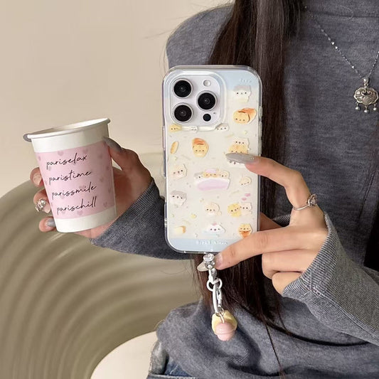 Cute Cartoon Pattern Silicon iPhone Case With Charm