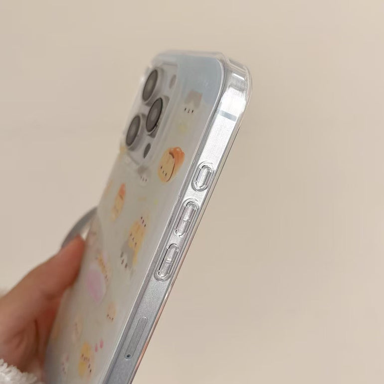 Cute Cartoon Pattern Silicon iPhone Case With Charm