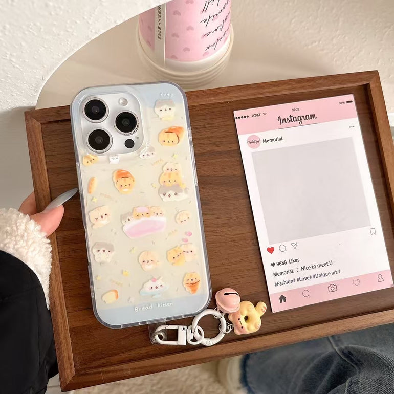 Cute Cartoon Pattern Silicon iPhone Case With Charm