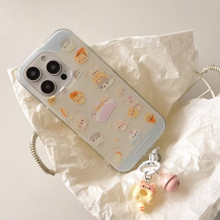 Cute Cartoon Pattern Silicon iPhone Case With Charm