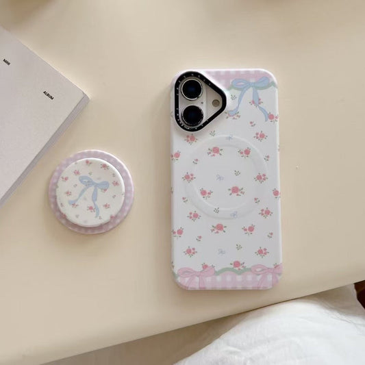 Floral Bow Magsafe Case For iPhone With Magsafe Removable Holder