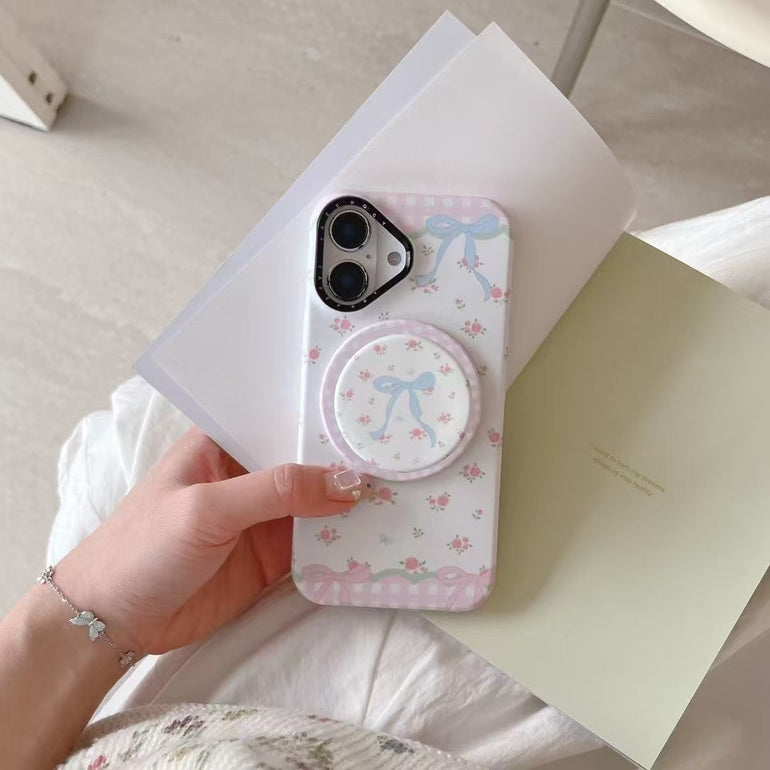 Floral Bow Magsafe Case For iPhone With Magsafe Removable Holder
