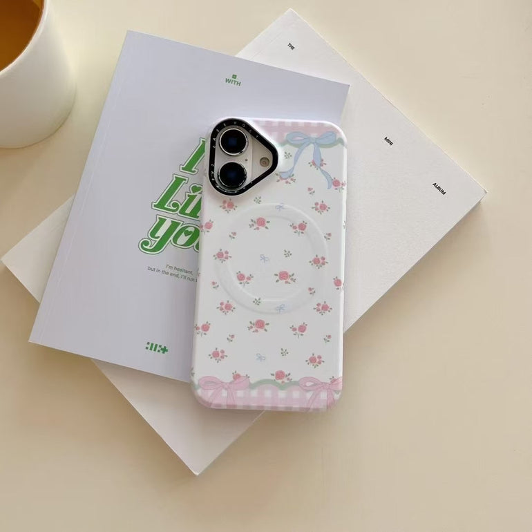 Floral Bow Magsafe Case For iPhone With Magsafe Removable Holder
