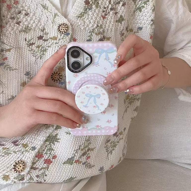 Floral Bow Magsafe Case For iPhone With Magsafe Removable Holder