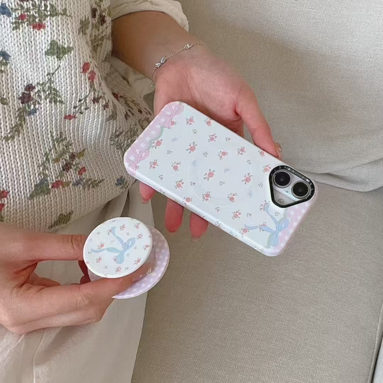 Floral Bow Magsafe Case For iPhone With Magsafe Removable Holder