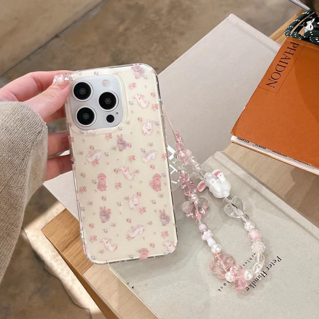 Cute Cartoon Pattern Silicon iPhone Case With Charm