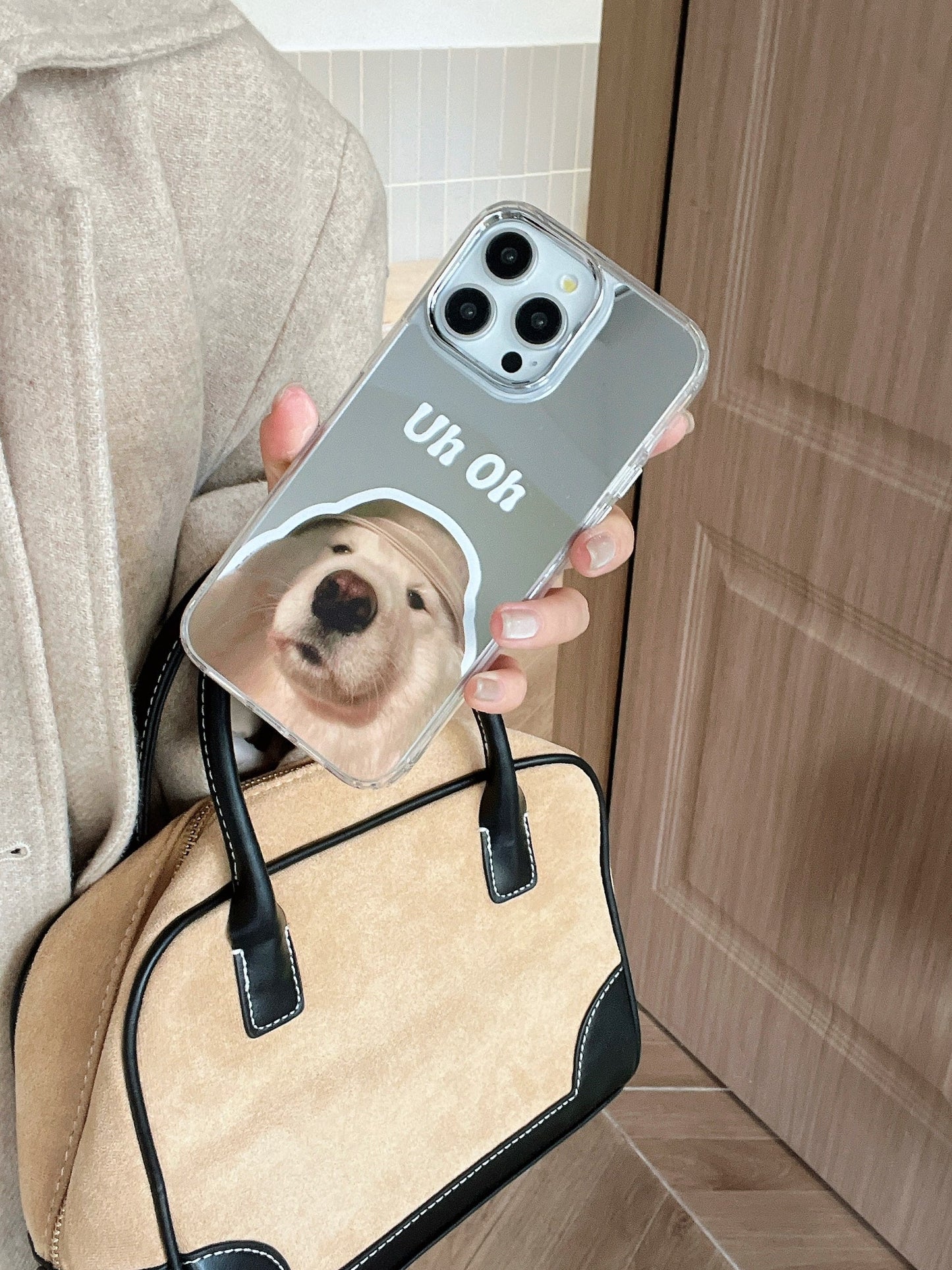 Cute Puppy Taking Selfie Mirror Case for iPhone