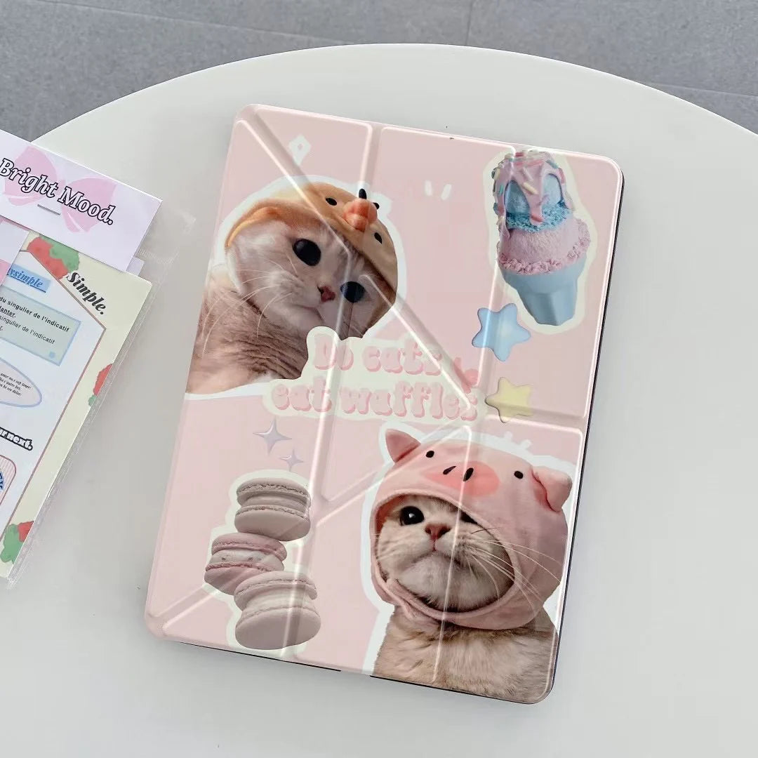 Cute Dog & Cat Dessert iPad Covers