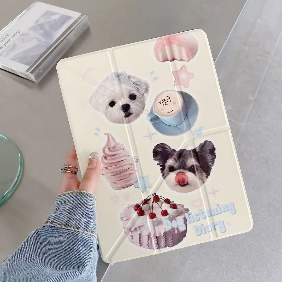 Cute Dog & Cat Dessert iPad Covers