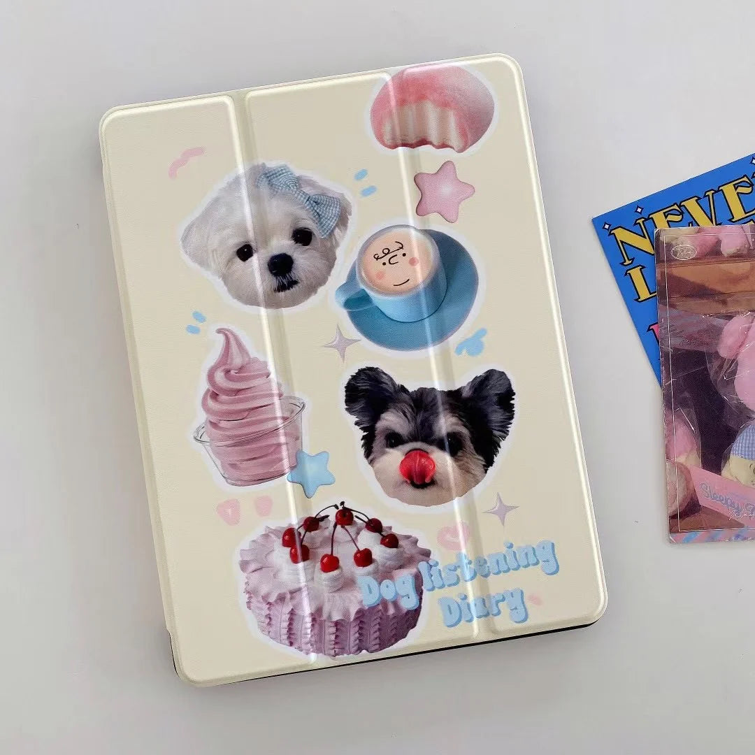 Cute Dog & Cat Dessert iPad Covers
