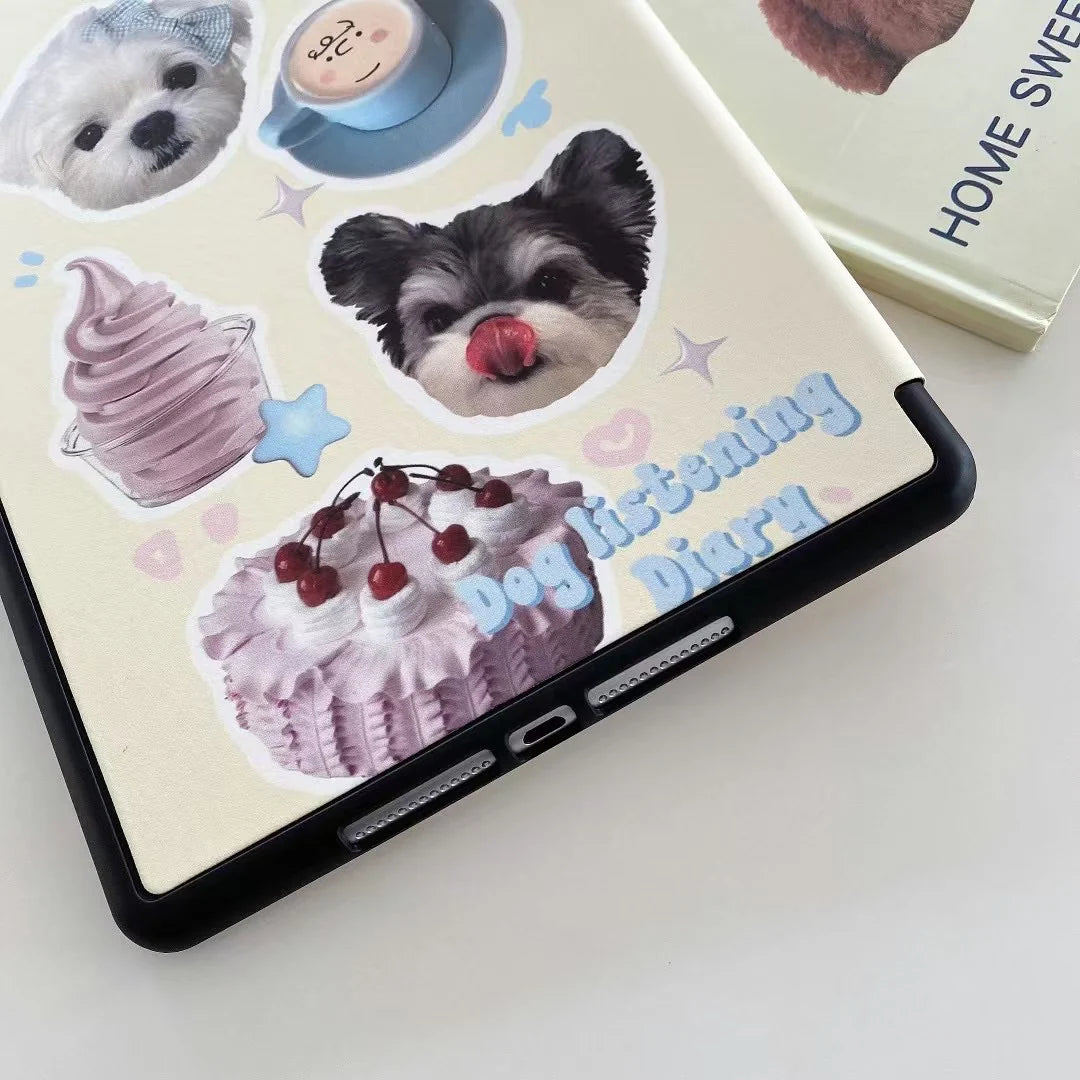 Cute Dog & Cat Dessert iPad Covers