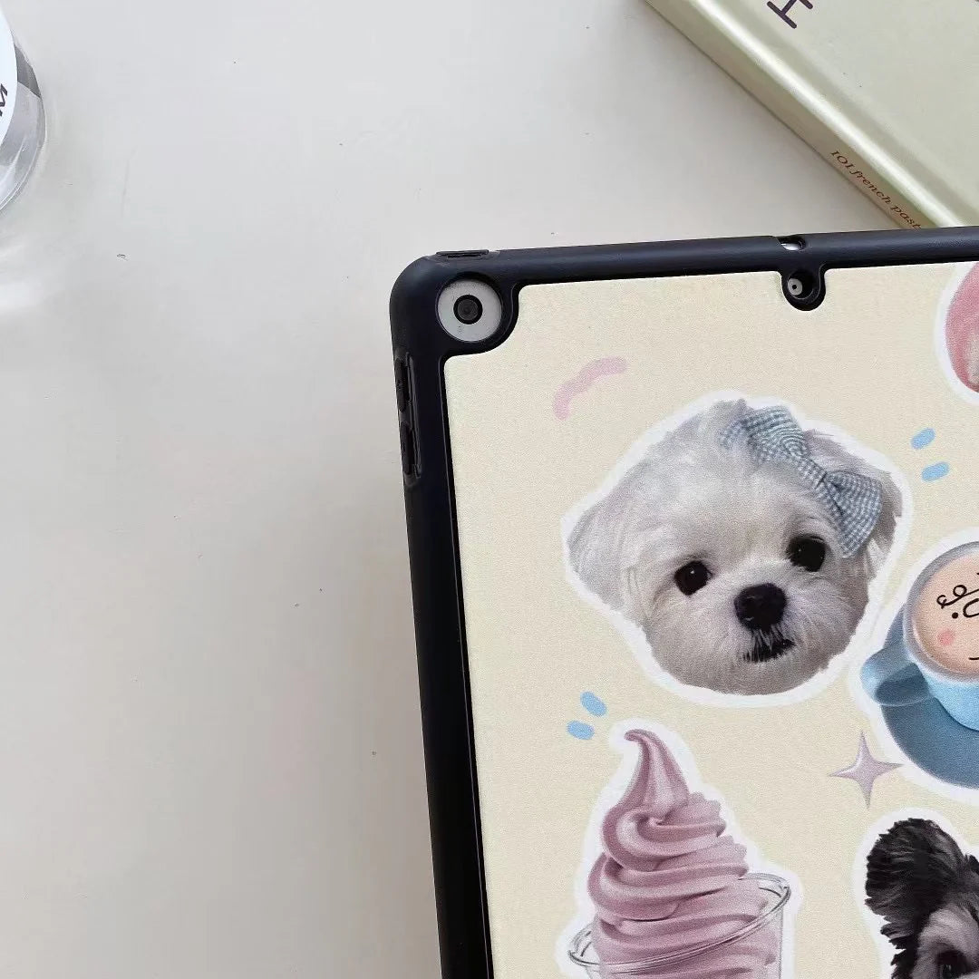 Cute Dog & Cat Dessert iPad Covers
