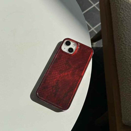 Snake Skin Pattern Silicon Case For iPhone ( Wine Red )