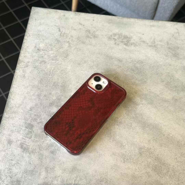 Snake Skin Pattern Silicon Case For iPhone ( Wine Red )